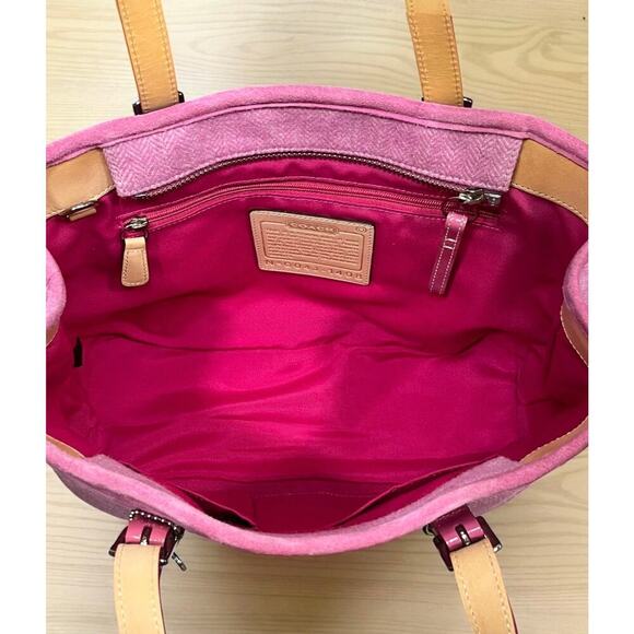 Vintage Coach 1408 Hamptons Herringbone Wool Satchel & FS5878 Wristlet - Picture 6 of 16